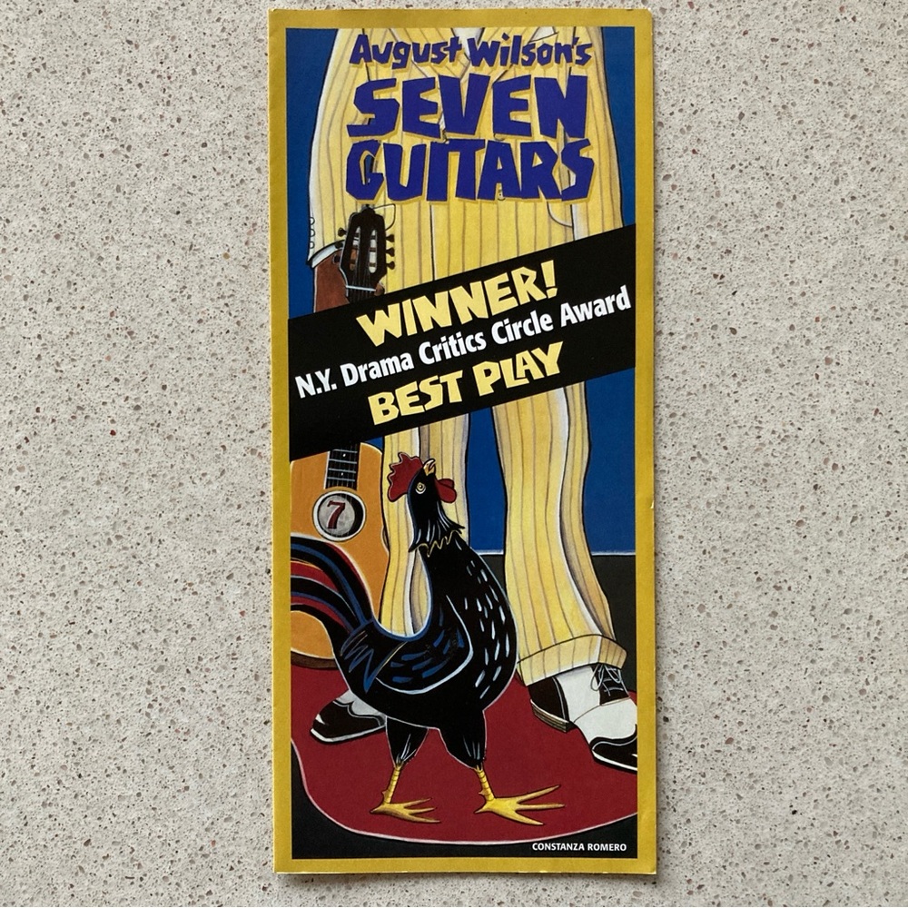 3 Panel Flyer Seven Guitars 9X4 August Wilson - N.Y. Drama Critics Circle Award